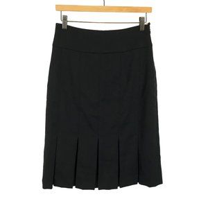 Womens Size 8 Akris Black Pure Wool Wide Box Pleat Midi Skirt (fits like US 4-6)